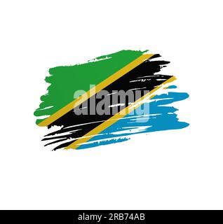 Tanzania flag in grunge brush stroke, vector image Stock Vector Image ...