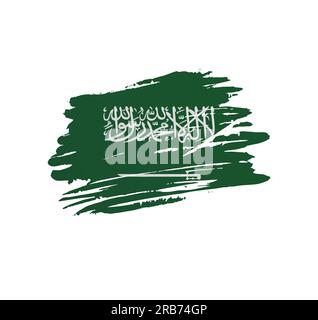 Saudi Arabia flag - nation vector country flag trextured in grunge scratchy brush stroke. Stock Vector