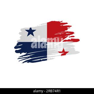 Panama flag - nation vector country flag trextured in grunge scratchy brush stroke. Stock Vector