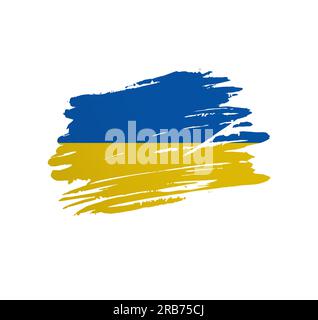 Ukraine flag - nation vector country flag trextured in grunge scratchy brush stroke. Stock Vector