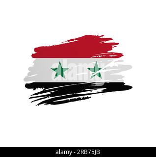 Syria flag - nation vector country flag trextured in grunge scratchy brush stroke. Stock Vector