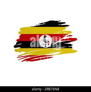 Artistic grunge brush flag of Uganda isolated on white background ...