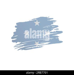 Federated States of Micronesia Flag with Brush Strokes. Vector ...