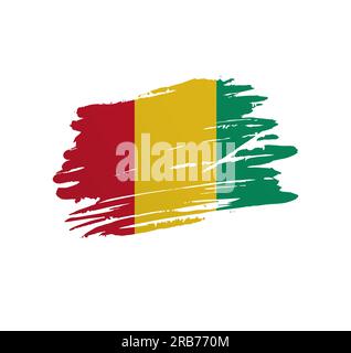 Guinea flag - nation vector country flag trextured in grunge scratchy brush stroke. Stock Vector