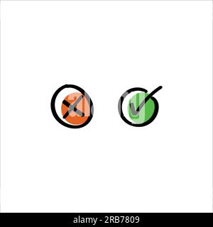 had drawn sign of yes and no with red and green color Stock Vector