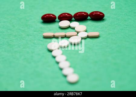 This image is about Health care pills are in indian rupees symbol Stock Photo