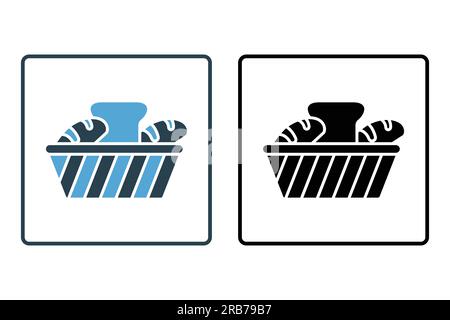 Bread basket icon. icon related to element of bakery. Solid icon style design. Simple vector design editable Stock Vector