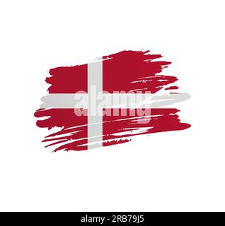 Flag of Denmark in grunge brush stroke, vector grunge illustration ...