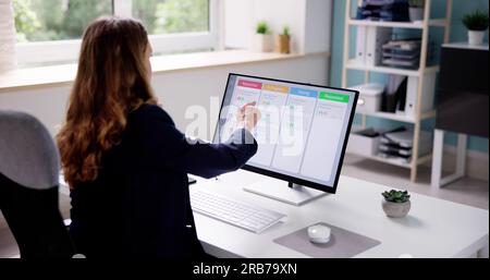 Kanban Scrum Schedule Board Plan App On Screen Stock Photo