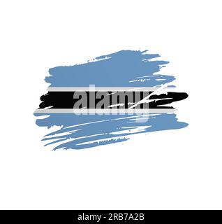Botswana flag with brush stroke effect and information text poster ...