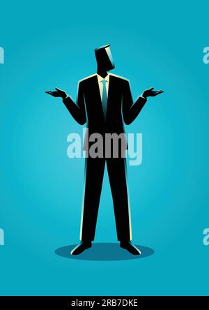 Illustration of a businessman shrugging shoulders gesturing who cares or I don't know body language Stock Vector