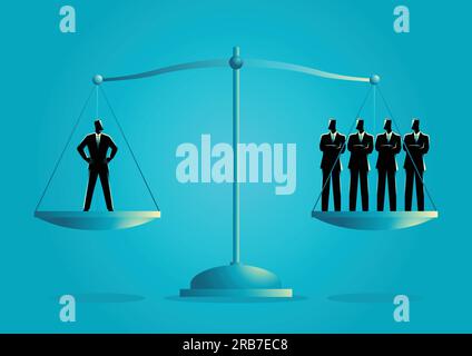 Business concept illustration of a businessman equal as four businessmen Stock Vector