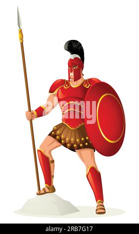 Greek god and goddess vector illustration series, Ares, god of war. He is one of the Twelve Olympians, and the son of Zeus and Hera Stock Vector