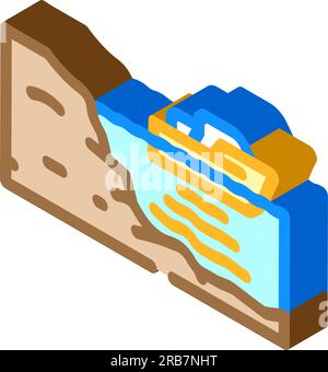 ocean floor mapped future technology isometric icon vector illustration Stock Vector