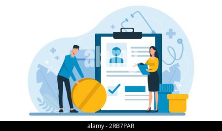 Health insurance and employee benefits contract concept Stock Vector