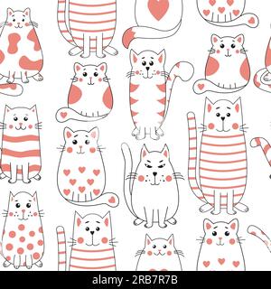 Seamless background with different cats. Stock Vector
