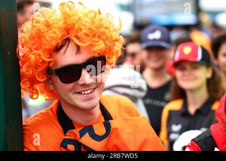 Silverstone, UK. 08th July, 2023. Circuit atmosphere - fans. Formula 1 World Championship, Rd 11, British Grand Prix, Saturday 8th July 2023. Silverstone, England. Credit: James Moy/Alamy Live News Stock Photo