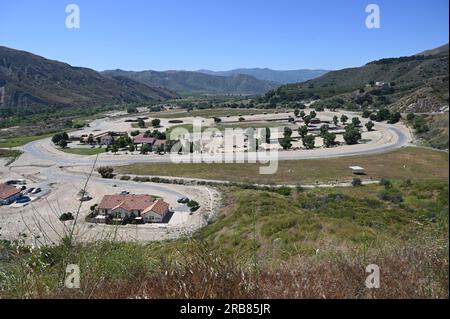 The valley behind the Santa Felicia Dam at Lake Piru reservoir located in Los Padres National Forest and Topatopa Mountains of Ventura County, Califor Stock Photo