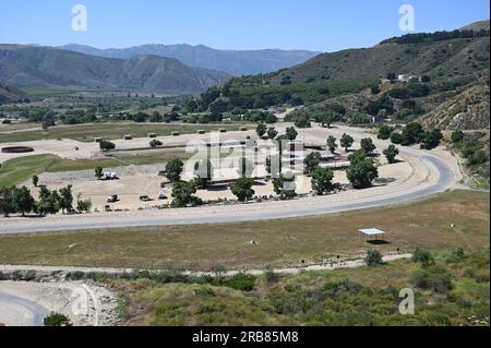 The valley behind the Santa Felicia Dam at Lake Piru reservoir located in Los Padres National Forest and Topatopa Mountains of Ventura County, Califor Stock Photo