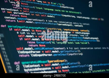 Mock code for an AI large language model (LLM) Stock Photo