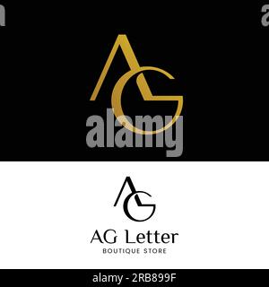 Letter Monogram A G AG GA in Simple Luxury Logo Stock Vector