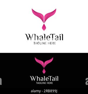 Abstract Whale Tail in Modern Gradient Pink Style for Women Related Brand Beauty Fashion Cosmetic Jewelry Clothing Accessories Store Logo Design Stock Vector
