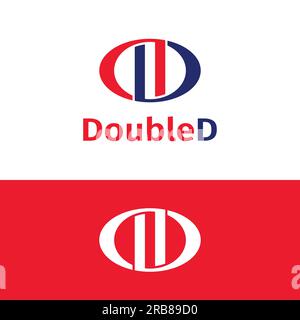 Letter Monogram D DD Red Blue in Simple Modern Interlock Style for General Fashion Apparel Finance Sports Fitness Logo Design Template Stock Vector