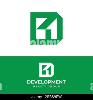 Letter Initial D with Home House in Minimal Modern Style for Real Estate Development Developer Realty Realtor Property Properties Mortgage Stock Vector