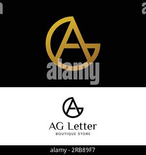 Letter Monogram A G AG GA in Simple Luxury Logo Stock Vector