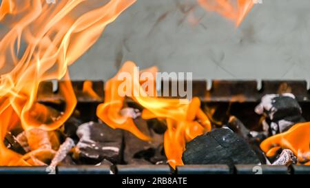 Grill background - empty fired barbecue Stock Photo