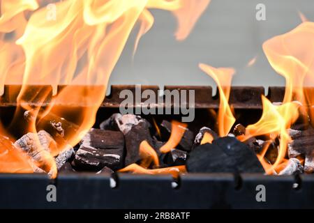 Grill background - empty fired barbecue Stock Photo