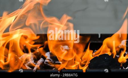 Grill background - empty fired barbecue Stock Photo