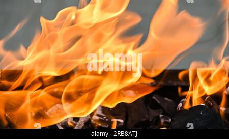Grill background - empty fired barbecue Stock Photo