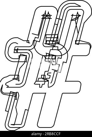 Architectural project font, technical draw style alphabet. Geometrical typography. Wireframe symbol, typographic design with draft strokes for archite Stock Vector