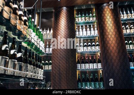 UNITED ARAB EMIRATES / Dubai /Bar with bartender at Zuma Restaurant in Dubai  United Arab Emirates Stock Photo - Alamy