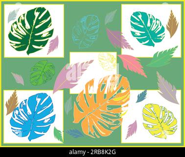 Cute coloured leaves for any decoration. Art of the coloured leaves. Coloured leaves. nature Stock Vector