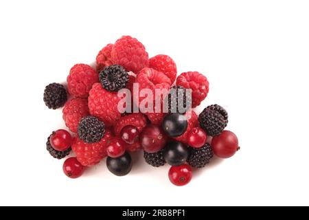 various berries, raspberry, currant isolate on white Stock Photo