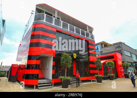 Silverstone, UK. 08th July, 2023. Silverstone circuit, Silverstone, England, July 08, 2023, Scuderia Ferrari during Formula 1 Aramco British Grand Prix 2023 - FP3 e Qualifying - Formula 1 Championship Credit: Live Media Publishing Group/Alamy Live News Credit: Live Media Publishing Group/Alamy Live News Stock Photo