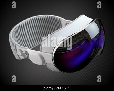 Virtual reality VR headset on  black background. 3d illustration Stock Photo