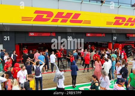 Silverstone, UK. 08th July, 2023. Silverstone circuit, Silverstone, England, July 08, 2023, Scuderia Ferrari during Formula 1 Aramco British Grand Prix 2023 - FP3 e Qualifying - Formula 1 Championship Credit: Live Media Publishing Group/Alamy Live News Credit: Live Media Publishing Group/Alamy Live News Stock Photo