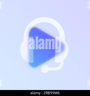 music headphones glass morphism Stock Vector