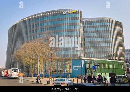Berlin, Germany, April 8, 2019: Ernst Young GmbH modern building in Berlin, Germany Stock Photo