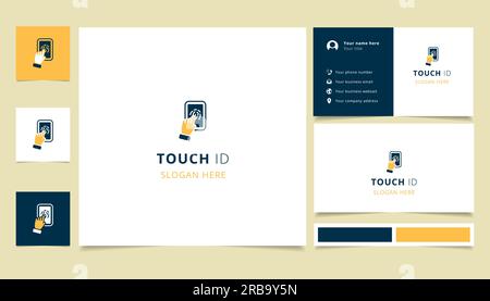 Touch id logo design with editable slogan. Branding book and business card template. Stock Vector