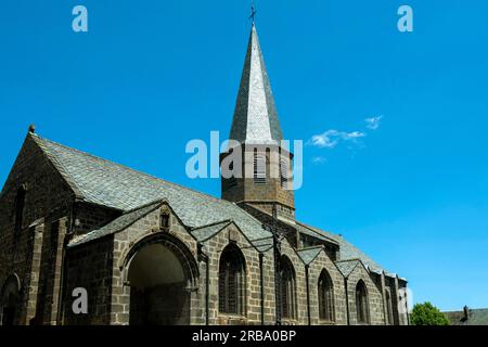 Church Saint-André of Besse et Saint Anastaise village, Puy de Dome department, Auvergne, France Stock Photo