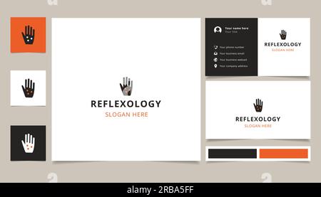Reflexology logo design with editable slogan. Branding book and business card template. Stock Vector