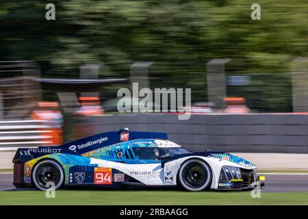 Monza, Italy. 08th July, 2023. PEUGEOT TOTALENERGIES - Loic Duval (FRA), Gustavo Menezes (USA), Nico Muller (CHE) - Peugeot 9X8 Credit: Live Media Publishing Group/Alamy Live News Stock Photo