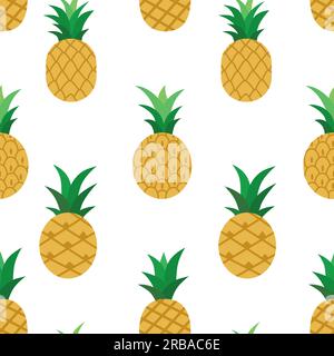 Repeating pattern with cartoon pineapples. Stock Vector