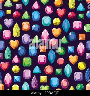 Pattern with various colored gemstones. Stock Vector