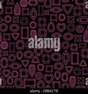 Pattern with different types of cut gemstones. Stock Vector