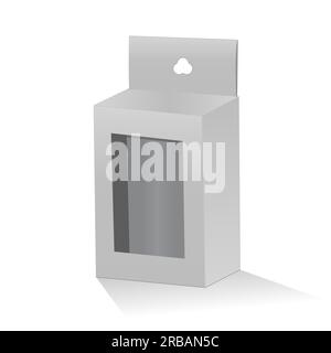 Hang tag box, Mobile charger box, tuck end box with holder die line template and 3D vector render. Reverse Tuck End Box, RTE boxes die line template and Stock Vector